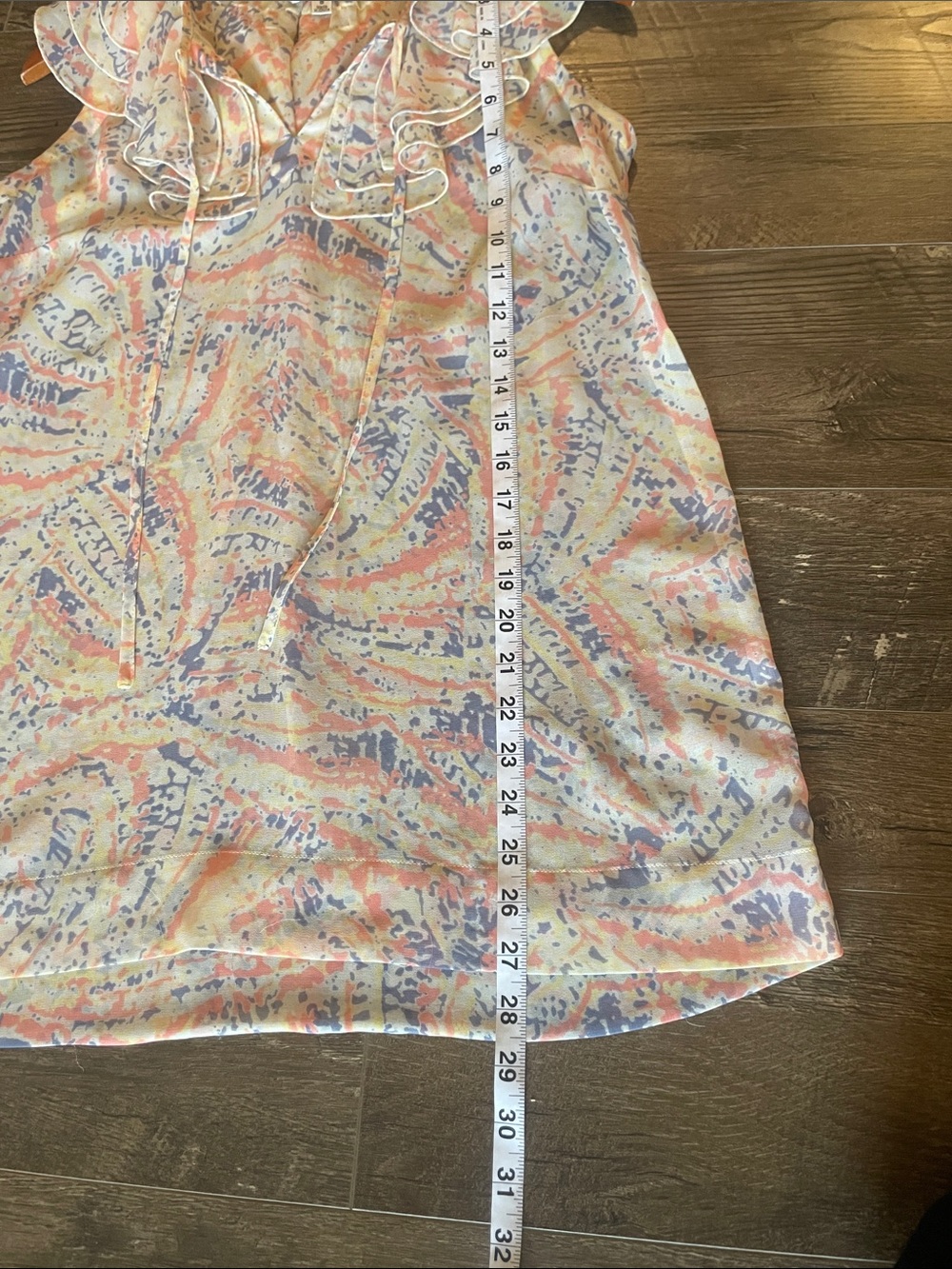 CAbi Sheer Pastel Ruffle Tie-Neck Sleeveless Blouse Size Small - Picture 8 of 9